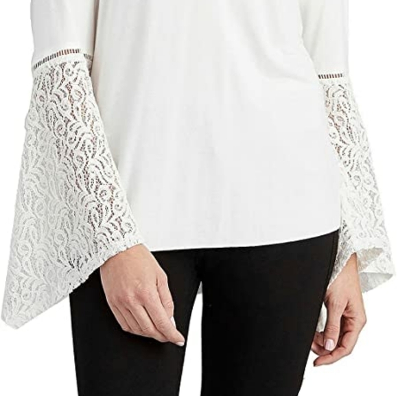 Democracy Women's Bell SLV V-Neck Lace Up Top - Picture 2 of 13